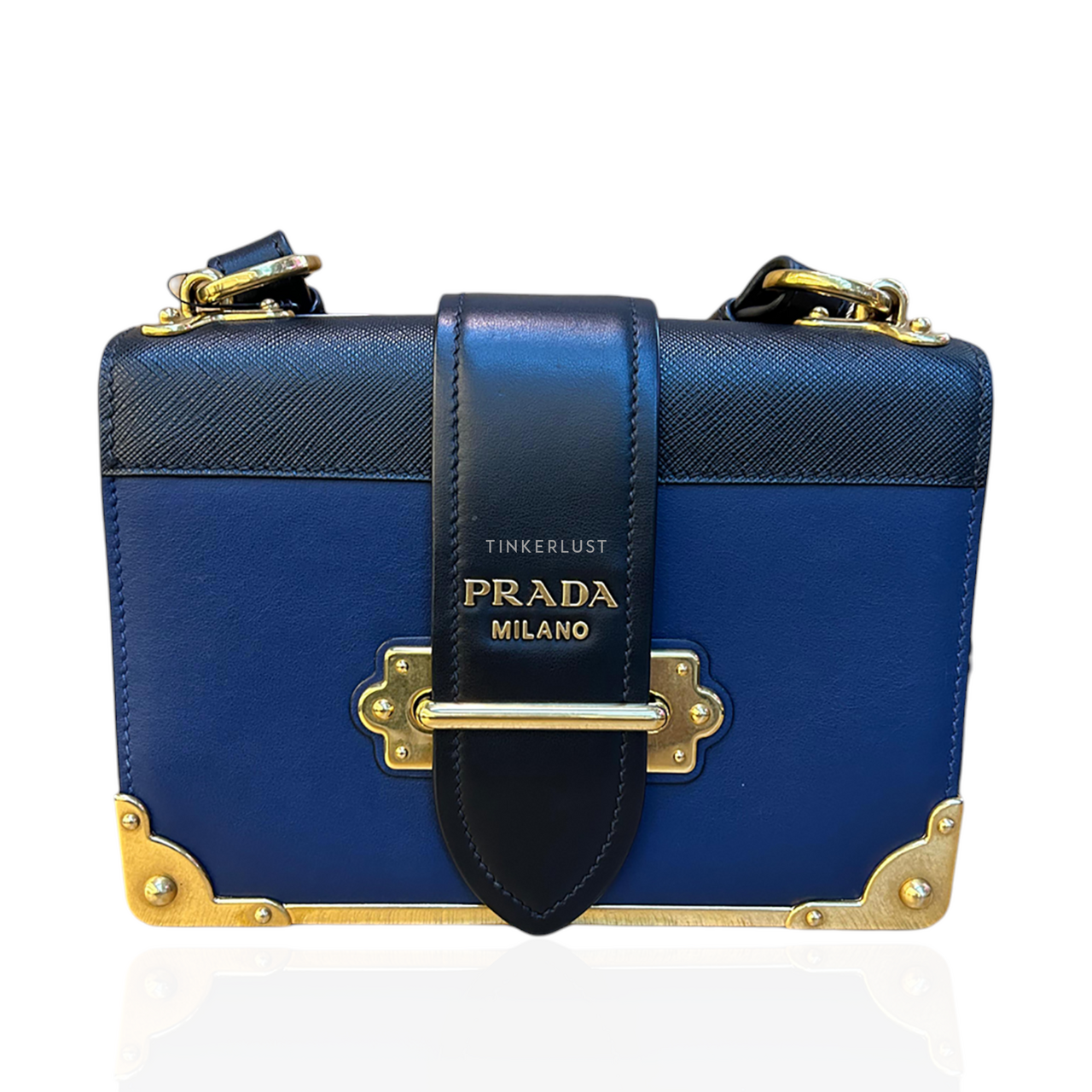 tas sling bag Prada Cahier Navy Black GHW Sling Bag Tinkerlust